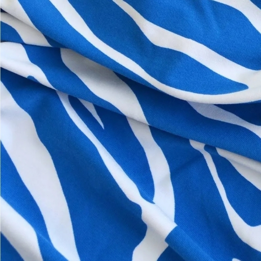 Nip Tuck Nautical Skin Luka Bandeau One Piece Swimsuit Blue Zebra Print Size 6 - Picture 4 of 6